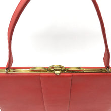 Load image into Gallery viewer, RESERVED Vintage 50s/60s Large Lipstick Red Leather Handbag w/ Matching Red Leather Wallet Purse-Vintage Handbag, Kelly Bag-Brand Spanking Vintage

