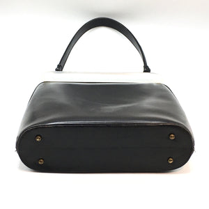 Vintage Lodix 'Handbags of Taste' 50s/60s Black Leather and White Lucite Frame Classic Ladylike Handbag-Vintage Handbag, Kelly Bag-Brand Spanking Vintage
