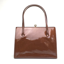 Load image into Gallery viewer, Vintage 60s/70s Copper Brown Patent Leather Classic Ladylike Bag, Top Handle Bag, Mrs Maisel Bag-Vintage Handbag, Kelly Bag-Brand Spanking Vintage
