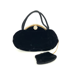 Load image into Gallery viewer, Vintage 40s/50s Luxurious Black Velvet, Pearl And Silk Waldybag Evening Bag w/ Matching Silk Coin Purse On Chain-Vintage Handbag, Evening Bag-Brand Spanking Vintage
