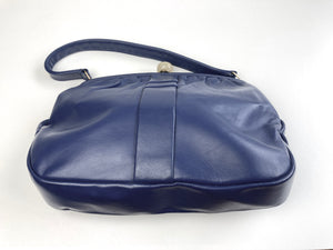 Vintage 50s French Navy/Royal Blue Leather Dolly Bag with Lucite Clasp by MacLaren made in England-Vintage Handbag, Dolly Bag-Brand Spanking Vintage