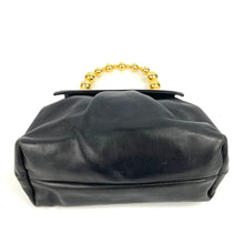Load image into Gallery viewer, Vintage 80s/90s Elegant Black Leather Gilt Handle Bag by Lisetta Paoletti Made in Italy-Vintage Handbag, Dolly Bag-Brand Spanking Vintage

