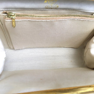 Vintage 50s 60s Pearlescent Ivory/Grey/Beige Classic Ladylike Bag By Holmes Norwich Made In England-Vintage Handbag, Kelly Bag-Brand Spanking Vintage