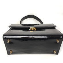 Load image into Gallery viewer, Vintage 60s Black Patent Leather Jackie O Style Top Handle Bag by Mastercraft Made in Canada-Vintage Handbag, Kelly Bag-Brand Spanking Vintage
