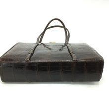 Load image into Gallery viewer, Vintage 50s Glossy Dark Chocolate Brown Mirror Finish Crocodile Skin Classic Ladylike Bag-Vintage Handbag, Exotic Skins-Brand Spanking Vintage
