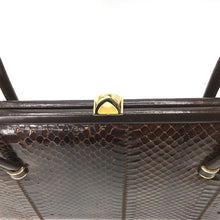Load image into Gallery viewer, Vintage Rich Brown Eros Snakeskin And Leather Twin Handle Bag-Vintage Handbag, Exotic Skins-Brand Spanking Vintage
