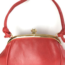 Load image into Gallery viewer, Vintage 60s 70s Cute Small Leather Dolly Bag in Lipstick Red with Pretty Gilt Clasp-Vintage Handbag, Dolly Bag-Brand Spanking Vintage
