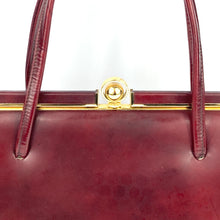 Load image into Gallery viewer, Vintage 60s Burgundy Wine Red Mottled Patent Leather Handbag, By Lotus Made in Gt Britain-Vintage Handbag, Kelly Bag-Brand Spanking Vintage
