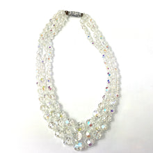 Load image into Gallery viewer, Fabulous Triple Strand Vintage 50s Aurora Borealis Crystal Necklace-Accessories, For Her-Brand Spanking Vintage
