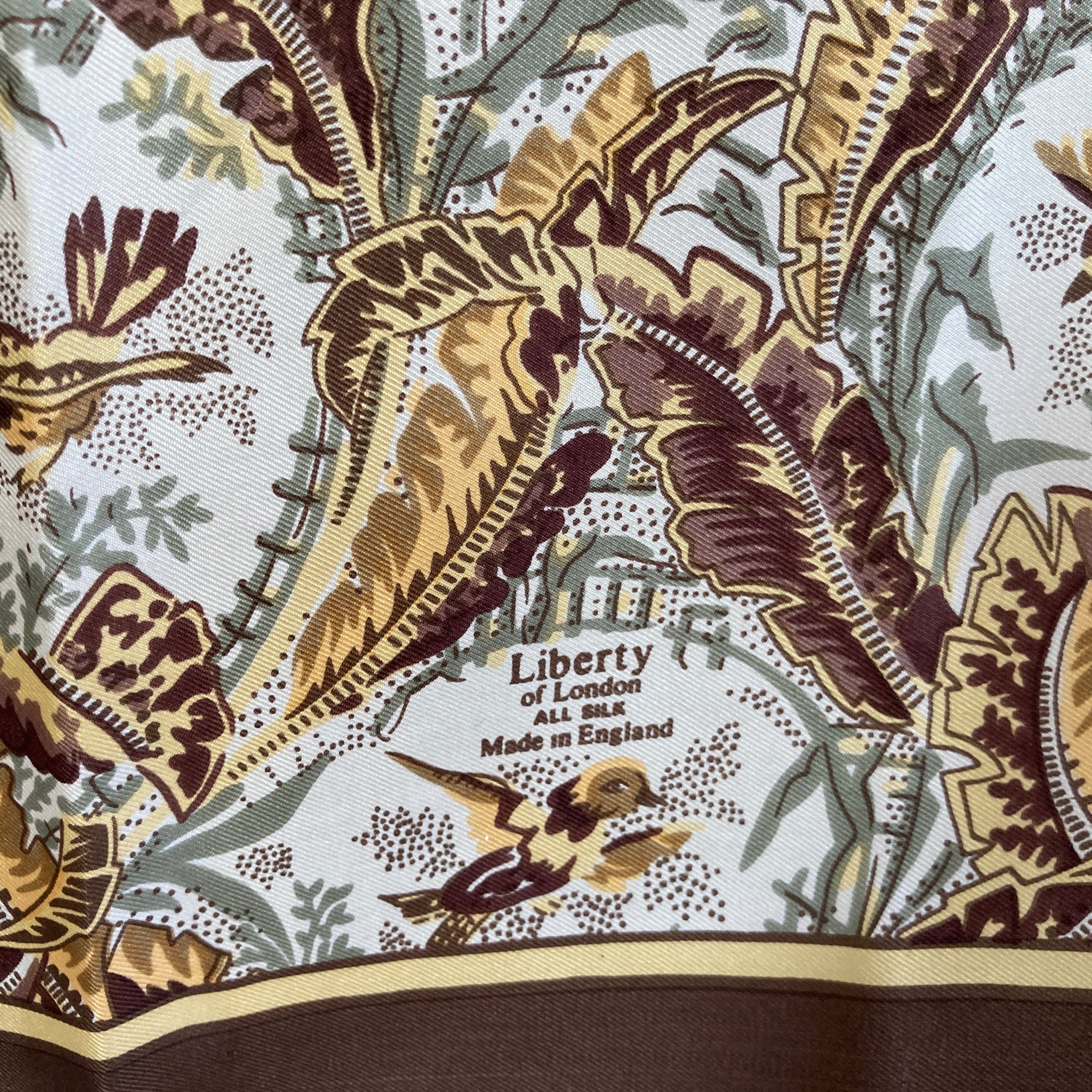 VTG LIBERTY (of LONDON) Silk Scarf Classic Paisley Beige Brown Made in  England
