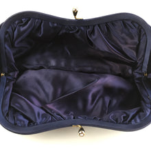 Load image into Gallery viewer, Vintage Midnight Blue Silk Satin Waldybag Evening or Occasion bag with Crystal Inlaid Gilt Clasp-Vintage Handbag, Evening Bag-Brand Spanking Vintage
