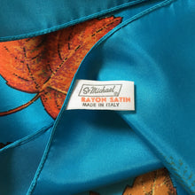 Load image into Gallery viewer, Vintage St Michael Rayon Satin Scarf in Vibrant Turquoise, Copper, Gold and Green Made in Italy-Scarves-Brand Spanking Vintage
