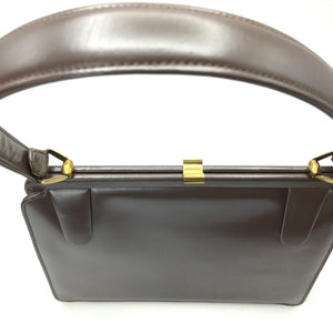 Vintage 50s/60s Lodix Taupe/Mushroom Pearlescent Leather Bag with Matching Purse and Mirror-Vintage Handbag, Kelly Bag-Brand Spanking Vintage