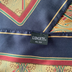Vintage Liberty Of London Silk Scarf In Iconic 'Ianthe' Design In Red, Gold And Navy-Scarves-Brand Spanking Vintage