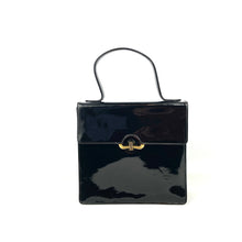 Load image into Gallery viewer, SOLD Vintage 60s 70s Black Patent Leather Gilt Clasp Jackie O Style Handbag by Waldybag-Vintage Handbag, Kelly Bag-Brand Spanking Vintage
