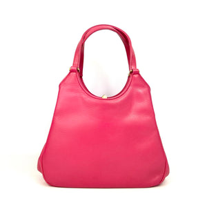 Gorgeous Vintage 60s/70s Twin Handled Top Handle Bag In Fuschia Pink Leather By Freedex Made in England-Vintage Handbag, Kelly Bag-Brand Spanking Vintage