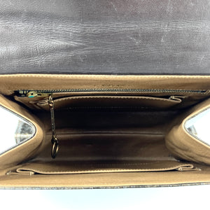 Vintage 60s/70s Rayne Bronze/Green Jackie O style Handbag In Mock Snakeskin Patent Leather Made in England-Vintage Handbag, Kelly Bag-Brand Spanking Vintage