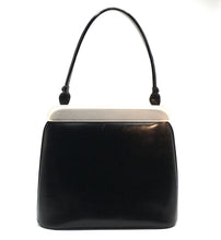 Load image into Gallery viewer, Vintage Lodix &#39;Handbags of Taste&#39; 50s/60s Black Leather and White Lucite Frame Classic Ladylike Handbag-Vintage Handbag, Kelly Bag-Brand Spanking Vintage
