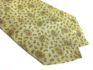 Vintage 50s Silky Paisley Design Cravat in Pistachio Green by Sammy Made in England-Accessories, For Him-Brand Spanking Vintage
