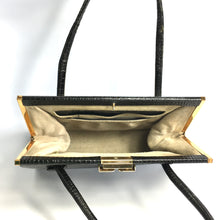 Load image into Gallery viewer, Vintage 50s/60s Large Leather Faux Crocodile Classic Handbag by Waldybag Made in England-Vintage Handbag, Kelly Bag-Brand Spanking Vintage
