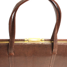 Load image into Gallery viewer, Vintage 50s Unused Chocolate Brown Lizard Skin Classic Top Handle Bag/Matching Coin Purse by Lightstone Hubbard-Vintage Handbag, Exotic Skins-Brand Spanking Vintage
