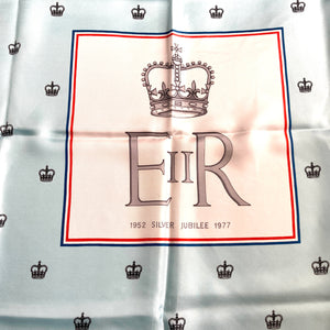 Vintage Rare Mappin And Webb Queen's 1977 Silver Jubilee Commemorative Silk Scarf-Scarves-Brand Spanking Vintage