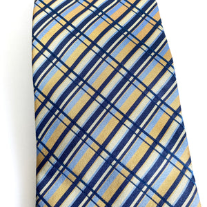 Vintage 90s Classic Gentlemen's Silk Tie in Navy,Gold,Yellow,Pale Blue-Accessories, For Him-Brand Spanking Vintage