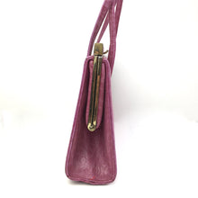 Load image into Gallery viewer, Vintage 60s Leather Faux Crocodile Fuchsia Pink Classic Ladylike Bag, Top Handle Mrs Maisel Bag-Vintage Handbag, Kelly Bag-Brand Spanking Vintage
