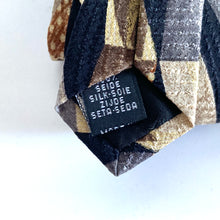 Load image into Gallery viewer, Vintage 80s Silk Tie by Jaeger in Geometric Design in Grey, Cream, Black and Brown Made in Italy-Accessories, For Him-Brand Spanking Vintage
