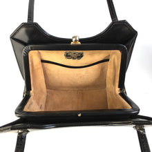 Load image into Gallery viewer, Vintage 50s 60s Classic Black Patent Leather Twin Handle Bag by Riviera Made in England-Vintage Handbag, Kelly Bag-Brand Spanking Vintage
