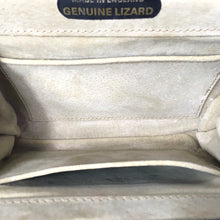 Load image into Gallery viewer, Vintage Dainty Black Lizard Skin Clutch Bag Fold Out Gilt Chain Made In England-Vintage Handbag, Exotic Skins-Brand Spanking Vintage
