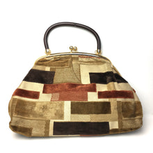 Load image into Gallery viewer, Eye Catching Vintage 70s, Very Large Carpet Bag/Overnight/Work Bag In &#39;Mary Poppins&#39; Style, In Mustard, Rust and Brown By Weymouth American-Vintage Handbag, Large Handbag-Brand Spanking Vintage
