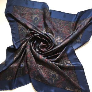 Vintage Liberty Of London Large Silk Scarf In 'Hera' Design In Dark Blue/Red-Scarves-Brand Spanking Vintage