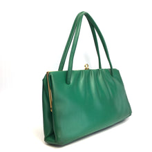 Load image into Gallery viewer, Vintage 60s Large Faux Leather Emerald Green Dolly Bag by Freedex Made In Ireland-Vintage Handbag, Dolly Bag-Brand Spanking Vintage
