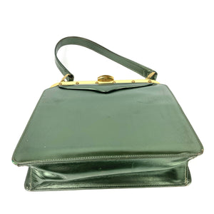 Vintage 50s/60s Lodix Green Pearlescent Leather Bag with Matching Purse-Vintage Handbag, Kelly Bag-Brand Spanking Vintage