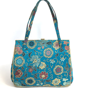 Vintage 50s Turquoise Silk Emboidered Chinese Small Handbag Evening/Occasion Bag-Vintage Handbag, Evening Bag-Brand Spanking Vintage