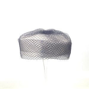 Vintage 50s 60s Pale Grey Pill Box Hat w/ Full Face Veil by C&A-Accessories, For Her-Brand Spanking Vintage