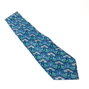 Vintage Tana Lawn Cotton Tie by Liberty of London in Art Nouveau Design Blues/Green/Grey/Ivory-Accessories, For Him-Brand Spanking Vintage