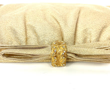 Load image into Gallery viewer, Vintage 50s/60s Elegant Evening/Occasion Gold Lurex Clutch Bag w/ Bow and Diamante Clasp By After Five USA-Vintage Handbag, Evening Bag-Brand Spanking Vintage
