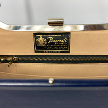 Load image into Gallery viewer, Vintage 50s/50s Large Classic Handbag, Top Handle Bag in Royal Blue w/Chrome Frame by Bagcraft-Vintage Handbag, Kelly Bag-Brand Spanking Vintage
