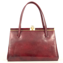 Load image into Gallery viewer, Vintage 60s Burgundy Wine Red Mottled Patent Leather Handbag, By Lotus Made in Gt Britain-Vintage Handbag, Kelly Bag-Brand Spanking Vintage
