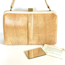 Load image into Gallery viewer, Vintage Mappin &amp; Webb Cream Beige Lizard Skin Classic Ladylike Handbag, Top Handle Bag-Vintage Handbag, Exotic Skins-Brand Spanking Vintage
