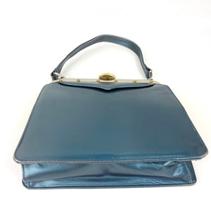 Vintage 50s Beautiful Teal Blue Green Pearlescent Bag with Matching Purse by Lodix-Vintage Handbag, Kelly Bag-Brand Spanking Vintage