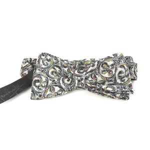 Gentleman's Vintage Silk Handmade Ready Tied Bow Tie in Classic Paisley design in Ivory/Maroon/Black/Green-Accessories, For Him-Brand Spanking Vintage