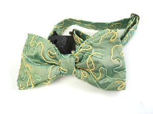 Gentleman's Silk Handmade Bow Tie Lime Green And Yellow by Hocus Pocus-Accessories, For Him-Brand Spanking Vintage