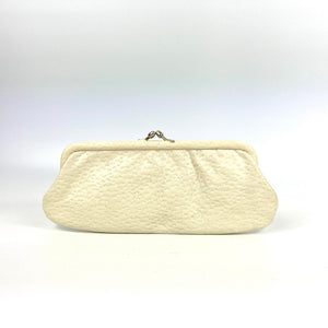 Vintage 50s/60s Small Cream/Ivory Dainty Leather Faux Pigskin Clutch Bag-Vintage Handbag, Clutch Bag-Brand Spanking Vintage