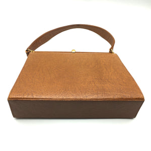 Vintage Textured Leather Tan Bag By Maid Marian-Vintage Handbag, Kelly Bag-Brand Spanking Vintage