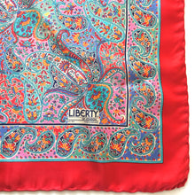 Load image into Gallery viewer, Vintage Liberty of London Silk Scarf in Classic Paisley Design in Vibrant Reds, Blues, Pink, Green and Yellow-Scarves-Brand Spanking Vintage
