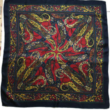 Load image into Gallery viewer, Vintage Liberty Of London Large Silk Scarf In Red/Yellow/Blue Paisley w/A French Navy Border-Scarves-Brand Spanking Vintage
