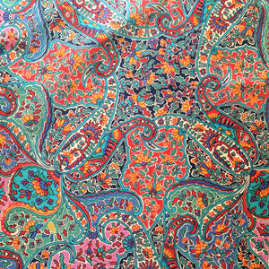 Vintage Liberty of London Silk Scarf in Classic Paisley Design in Vibrant Reds, Blues, Pink, Green and Yellow-Scarves-Brand Spanking Vintage